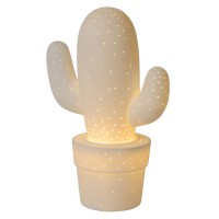 CACTUS Stolní lampa, těleso keramika, stínítko keramika tvar kaktus, barva bílá, pro žárovku 1x40W, E14, 230V, IP20, tř.2. rozměry 200x200x305mm