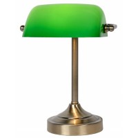 BANKER Stolní lampa bankéřská, základna kov, difuzor sklo, pro žárovku 1x40W, E14, 230V, IP20, tř.2. rozměry 215x130x290mm