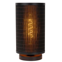 TAGALOG Stolní lampa, těleso kov, povrch černá, stínítko textil bambus, pro žárovku 1x40W, E27, 230V, IP20, tř.2, rozměry d=150mm, h=320mm, vypínač na kabelu.