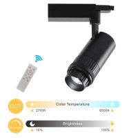ZOOM 30W CCT DIM ZOOM smart Bodové svítidlo, hliník, černá, LED 30W, 3000lm, plynule nastavitelný vyzařovací úhel 15°-60°, dálk ovl. stmívatelné, CCT  teplá 2700K-6500K, Ra80, 230V, d=85mm, l=220mm, do 3F lišty NORDIC ALUMINIUM