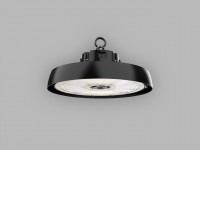 ASTER 100W-200W, CCT IP65 Závěsné průmyslové svítidlo, těleso hliník, černá, dif plast opál, LED 100W-200W, 16500-33000 lm, nast. CCT teplota neutrální 4000K-denní 5000K, stmív. 0-10V, Ra80, vyzař. úhel 90°, 230V, IP65, rozměry d=310mm, h=175mm.