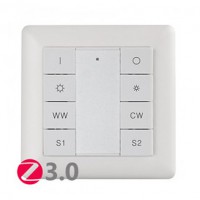 OZB-W-4CH Nástěnný ovladač ZigBee 3.0, pro smart osvětlení  fce zap/vyp, stmívání, nastavení teploty světla CCT, pro 4 skupiny, rozměry 80x80x10mm, napájení baterie, dosah až 30m