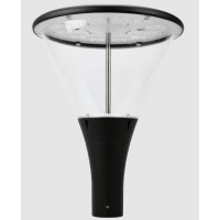 CISCO 30W/60W, IP66 Veřejné parkové osvětlení, těleso hliník, povrch černá, krycí plast čirý, LED 30W/4500lm, 60W/9000lm, neutrální 4000K, Ra80, ULOR 10%, 230V, IP66, IK08, rozměry hlavice d=450mm, h=577mm, montáž na stožár d=60mm