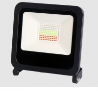 ATLUT 50W TUYA RGB Venkovní reflektor, těleso hliník, povrch černá, krycí sklo čiré, LED 50W, smart telefon Tuya, Bluetooth, RGBW, 230V, IP65, rozměry 173x235x44mm.