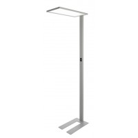 LEPUS FL 55W UGR<19 Stojací lampa, těleso hliník, povrch šedostříbrná, difuzor plast transparentní, LED 55W, 6245lm, neutrální 4000K, UGR<19, vyzař úh 150°, dotyk stmívač, Ra80, 230V, 310x1950x610mm, svítí nahoru/dolů