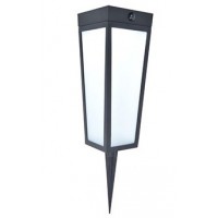 SINTI 8,4W PIR TUYA Solar Solární svítidlo, PIR senzor pohybu, hliník, černá mat, dif sklo opál, smart Tuya, Bluetooth, LED 8,4W, 900lm, mob. tel. CCT nastav. teplota teplá 2700K-denní 6500K, stmív, RGB, Ra80, IP44, tř.3, 122x484x122mm, bodec, solár.