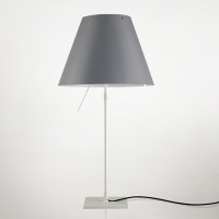 COSTANZA Stolní lampa, základna hliník, povrch hliník šedostříbrná lesk/lak bílá mat, LED 1x205W, E27, 230V, IP20, tř.2. rozměry základna d=180mm h=800mm, pouze základna, stínítko dodáváno samostatně