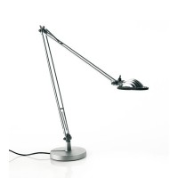 D12 BERENICE LED TAVOLO Stolní lampa, základna a stínítko hliník, povrch černá, nebo hliník, LED 8W, teplá bílá 3000K, 430lm, Ra80, 230V, IP20, d=150mm, dvě ramena 450+450mm, s vypínačem, se základnou nebo stolní svěrka