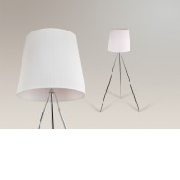 MADARA STOJACÍ Stojací lampa, základna kov, povrch chrom, stínítko textil bílý, pro žárovku 3x100W, E27 A60, 230V, IP20, stínítko d=450mm, h=400mm, h=1700mm, vč vypínače na kabelu