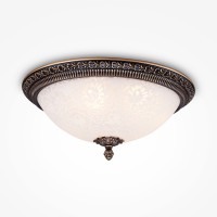 HIRUS PL 3x40W, E27 Stropní svítidlo, základna kov, povrch bronz/bílá a zlatá, difuzor sklo opál, pro žárovku 3x40W, E27, 230V, IP20, tř.1. rozměry d=370mm h=190mm.