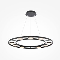 JANITO HL 63W Závěsné svítidlo, lustr, těleso kov, povrch černá, difuzor plast opál, LED 63W, 2800lm, teplá 3000K, 230V, IP20, tř.1, rozměry d=800mm, vč závěs lanka l=1500mm, lze zkrátit.