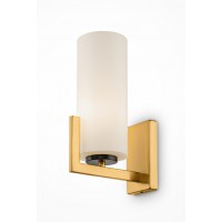 IDEO WL 1x40W, E27 Nástěnné svítidlo, těleso kov, povrch mosaz, stínítko sklo opál, pro žárovku 1x40W, E27, 230V, IP20, tř.1, rozměry d=100mm, h=310mm.