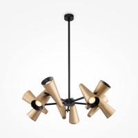 IGNIS HL 10x50W, GU10 Závěsné svítidlo, těleso kov, povrch černá a mosaz, pro žárovku 10x50W, GU10, 230V, IP20, tř. 1, rozměry d=690mm, h=220mm, vč závěs tyče l=856mm.
