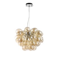 IMPEC HL 8x28W, G9 Závěsné svítidlo, základna kov, povrch nikl, stínítko sklo zlatá/kouřová, pro žárovku 8x28W, G9, 230V, IP20, rozměry d=500mm, h=400mm, vč závěs lanka l=1700mm, lze zkrátit.