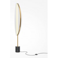 DELIVE FL 33W Stojací lampa, těleso kov, povrch mosaz, difuzor plast opál, LED 33W, 1980lm, teplá 3000K, stmívatelná, 230V, IP20, tř.2, rozměry h=1580mm.