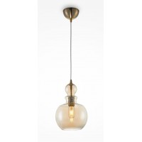 LEO II HL 1x60W E27 Závěsné svítidlo, těleso kov, povrch bronz, sklo jantar, pro žárovku 1x60W, E27, 230V, IP20, tř.1, rozměry d=215mm, vč závěs kabelu l=1534mm, lze zkrátit.