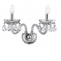 MOZART WALL Nástěnné svítidlo, nastavitelný směr svícení, základna hliník, povrch chrom lesk, difuzor sklo křišťál, pro žárovku 2X40W, E14, 230V, IP20, rozměry d=220-470mm h=270mm