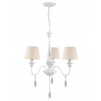 ANDRE 3X40W E14 230V IP20 Lustr, základna kov, povrch bílá mat zdobené krystaly, stínítko textil krémová, pro žárovku 3X40W, E14, 230V, IP20, rozměry d=600mm h=460mm, vč.závěsného kabelu l=1000mm, lze zkrátit