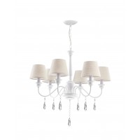 ANDRE 6X40W E14 230V IP20 Závěsné svítidlo, základna kov, povrch bílá mat zdobené krystaly, stínítko textil krémová, pro žárovku 6X40W, E14, 230V, IP20, rozměry d=730mm h=460mm, vč.závěsného kabelu l=1000mm, lze zkrátit