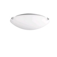 ANCO Stropní svítidlo, základna kov, povrch chrom lesk, difuzor sklo, povrch bílá, pro žárovku 1X60W, E27, 230V, IP20, rozměry d=300mm h=80mm