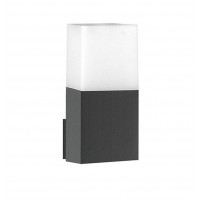 VINOD W Nástěnné venkovní svítidlo, základna hliník, povrch tmavě šedá, difuzor akryl bílá, pro žárovku 1X40W, E27, 230V, IP54, rozměry 76x110x170mm