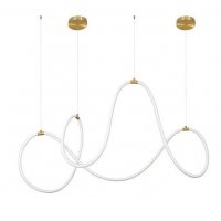 KHAOZ LED 57W Světelná hadice, těleso plast opál, úchyty kov, zlatá mat,  LED 57W, 3189lm, teplá 3000K, stmív TRIAC, 230V, IP20 rozměry 1500x500mm, lankový závěs l=1500mm, lze zkrátit