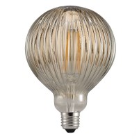 AVRA E27 Světelný zdroj, základna kov,difuzor plast kouřová s pruhy, žárovka LED 1X2W, E27, G125, teplá 2200K, 140lm, Ra80, 230V, IP20, tř.2, rozměry d=125mm, l=167mm