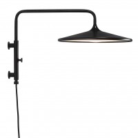 BALANCE Nástěnná lampa, těleso kov, povrch černá, difuzor plast opál, LED 17,5W, 1200lm, teplá 3000K, Ra80, stmívatelné vyp/zap vypínačem, 100% 50% 25%, 230V, IP20, d=300mm, vč vypínače kabelu s textilním úpletem