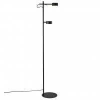 ROBOTTI FLOOR Stojací lampa, těleso kov, povrch černá, difuzor plast, LED 2x5W, 2x350lm, teplá 2700K, Ra80, 230V, IP20, tř.2, stínítko d=85mm, úhel otočení 130°, včetně vypínače kabelu s textilním úpletem - černá, l=1500mm, lze zkrátit