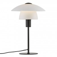 VERONA Stolní lampa, základna kov, vnitřní stínítko sklo bílý opál, vnější stínítko sklo bílý opál, pro žárovku max.15W, E27, 230V, IP20, d=275mm, h=400mm, vč vyp kabelu s textilním úpletem - černá l=1500mm