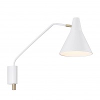 BRASSY Nástěnná lampa, materiál kov, povrch vnější bílá, nebo černá, vnitřní bílá, detaily mosaz, pro žárovku 1x25W E27, A60, 230V, IP20, d=220mm,  h=780mm, odsazení 677mm, stmívač na tělese