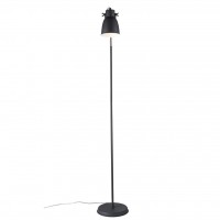 ADRIAN Stojací lampa, těleso kov, povrch černá/šedá, pro žárovku E27, max 25W, 230V, IP20, tř.2, h=1510mm, stínítko d=125mm, úhel otočení 360°, včetně vypínače kabelu s textilním úpletem - černobílá/černá, l=1800mm, lze zkrátit