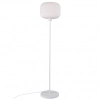 MILFORD Stojací lampa, těleso sklo, povrch bílá opál, pro žárovku E27, max. 40W, 230V IP20, tř.2, h=1394mm, stínítko d=300mm, včetně vypínače kabelu s textilním úpletem - bílá, l=1800mm