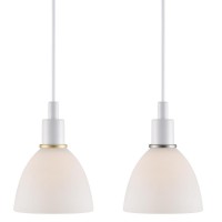 RAY PENDANT Závěsné svítidlo, základna kov černá, chrom, bílá s kovovými detaily, difuzor sklo opál nebo stínítko kov černá, pro žárovku 2X40W, E14, 230V, IP20, tř.2, rozměry 120X165mm, vč. závěsného kabelu 1800mm