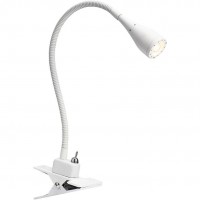 MENTO CLAMP Lampa se skřipcem na poličku, nastavitelný směr svícení, flexibilní rameno, husí krk, základna kov, stínítko kov bílá, černá, LED 1X3W, teplá 3000K, 130lm, 230V, IP20, tř.3, rozměry 35X65mm, přívodní kabel 1800mm, vč.sv.zdr.