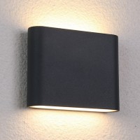HUNE LED IP54 Nástěnné venkovní svítidlo, těleso hliník, povrch černá grafit, krycí sklo čiré, LED 7,2W, teplá 3000K, 242lm, 230V, IP54, tř.1, rozměry 28x115mm, svítí nahoru/dolů