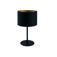 VINTON TL 1x10W E27 Stolní lampa, těleso kov, barva černá, stínítko textil vnější černá, vnitřní zlatá, pro žárovku 1x10W, E27, 230V, IP20, rozměry d=230mm, h=405mm.