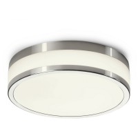 BERIOLO Stropní svítidlo, základna hliník, povrch chrom, difuzor sklo opál, LED 18W, 940lm, neutrální 4000K, 230V, zvýšené krytí IP44, tř.1, rozměry d=290mm, h=75mm