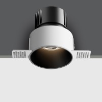 VORAC BI 6,5W CCT Stropní podhledové, bodové, bezrámečkové, Darklight, svítidlo, těleso kov, povrch bílá/černá, LED 6,5W, 500lm, přepín CCT teplá 3000K-3500K-neutr. 4000K, stmív, vyzař. úhel 38°, 700mA, IP54, tř.3, d=75mm, h=84mm, driver SAMOSTATNĚ