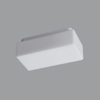 JENA 1 Stropní svítidlo, základna kov, povrch bílá, difuzor sklo triplex opál, pro žárovku 60W/E27, nebo zářivku 13W, 230V, do koupelny IP43, zař.tř.1, rozměry 240x120x95mm