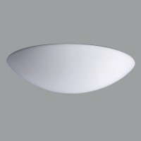 AURA 5, nouzové, IP43, D=490mm Stropní svítidlo, základna kov, bílá, difuzor sklo triplex opál mat, SA - běžné i nouzové svícení, nouz svíc 1W/3h, běž svíc LED 30W/43W neutr 4000K, teplá 3000K, 230V, zvýšené krytí IP43, tř.1, "F",  d=490mm, h=130mm