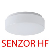 DELIA 1A, HF senzor pohybu, IP44, d=220mm Stropní, přisazené svítidlo, senzor HF, záběr 150°, dosah 8m, čas 10s-10min, základna kov, povrch bílá, difuzor PC/PMMA opál, pro žárovku 1x40W/1x30W, E27, 230V, zvýšené krytí IP44, IK10, tř.1, d=220mm, h=70mm