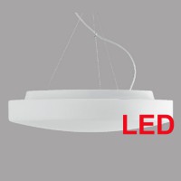 EDNA T5 LED D=490MM Závěsné svítidlo, základna kov, povrch bílá, stínítko sklo opál, LED 29W/36W, 3880lm/4050lm, 4850lm/5070lm, teplá 3000K- neutrální 4000K, 230V, IP41, tř.1, rozměry d=490mm, třílankový závěs l=1000mm, lze zkrátit.