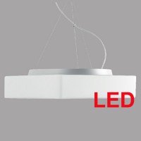 LINA L7 LED Závěsné svítidlo, základna kov, povrch chrom mat, stínítko sklo opál, LED 29W/36W, 3880lm/4050lm, 4850lm/5070lm, teplá 3000K- neutrální 4000K, 230V, IP41, tř.1, rozměry 440x440mm, třílankový závěs l=1000mm, lze zkrátit.