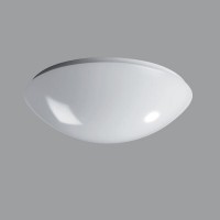 TITAN 2 Stropní svítidlo, základna kov, povrch bílá, difuzor plast PC, nebo PMMA, opál mat, pro žárovku 60W, nebo LED, 230V, stmív 1-10V nebo DALI. do koupelny IP44, IK10, d=400mm, h=110mm, úchyt stínítka klapky