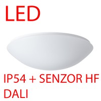 TITAN 2 LED-1L16C07KN83 IP54 DALI + senzor HF CORR Stropní svítidlo, senzor HF CORRIDOR, záběr 150°. dosah 8m, čas 10s-10min, základna kov bílá, difuzor PC/PMMA opál, LED 28W/36W, teplá 3000K/neutrální 4000K, stmív DALI, 230V, zvýš krytí IP54, IK10, tř.1, d=400mm, h=115mm