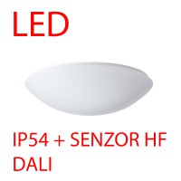 TITAN 3 LED-2L43C07KN94 IP54 DALI senzor HF CORR Stropní svítidlo, senzor HF CORRIDOR, záběr 150°, dosah 8m, čas 10s-10min, zákl kov bílá, difuzor PC/PMMA opál, LED 37W/56W, teplá 3000K/neutrální 4000K, DALI, 230V, zvýš krytí IP54, IK10, tř.1, d=500mm, h=130mm