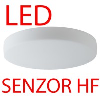 EDNA 4, HF senzor pohybu, IP43, D=420mm Stropní svítidlo, senzor HF, záběr 150°, dosah 8m, čas 10s-10min, základna kov bílá, dif sklo opál, LED 21W/29W, teplá 3000K/neutrální 4000K, stmív DALI, 230V, zvýš krytí IP43, tř.1, d=420mm, h=115mm