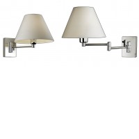 RASHES 1x15W E27 Nástěnné svítidlo, základna hliník, povrch chrom, stínítko textil bílá,  pro žárovku LED 1x15W, E27, 230V, IP20, tř.1, rozměry dle typu jednoramenový/dvouramenový