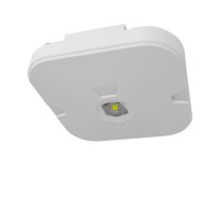 SECURS STROPNÍ LED 3W ZÁLOHA 3H Stropní, přisazené nouzové svítidlo plast bílá, charakteristika ANTIPANIC nebo CORRIDOR, SE - pouze nouzové svícení, LED 3W, 300lm, denní 6000K, záloha 3h, 230V, zvýšené krytí IP44, 130x130x35mm